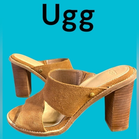 UGG-size 7 CELIA Suede Stacked Heel
Sandals in Chestnut Brown. Worn once! EUC!!! - Picture 7 of 14